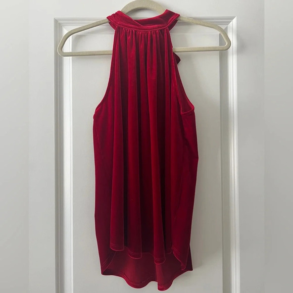 Gibson x Glam Squad Dede Velvet Tie Back Red Halter Top Size Small Holiday Top - Picture 2 of 10
